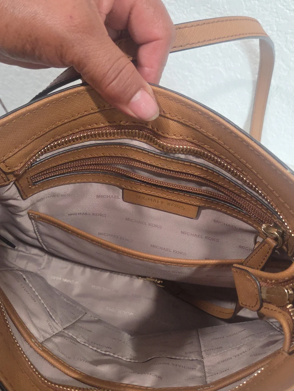 Michael Kors Camel Brown Leather Crossbody Bag